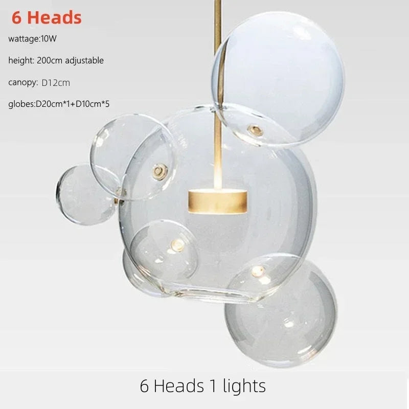 Italian Designer Glass Bubble Pendant Light – Modern Chandelier for Dining, Kitchen & Kids’ Room Decor