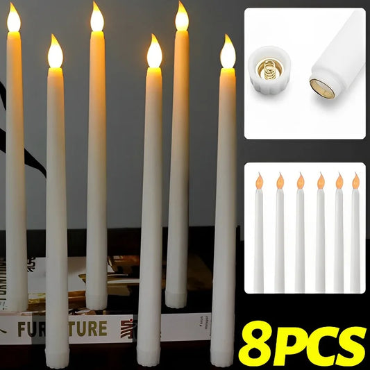 Long Flameless LED Christmas Candles – Battery Powered Flickering Church Lights for Holiday & Party Decor