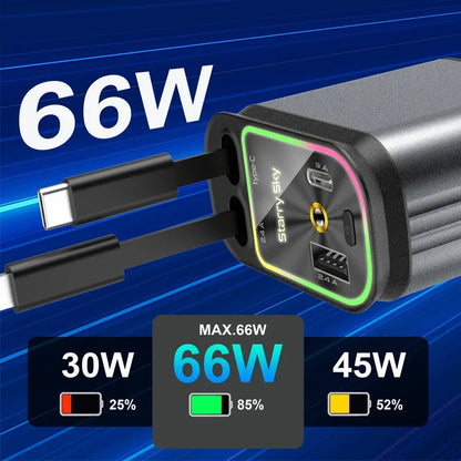 4-in-1 Car Charger – Fast Charge with Starlight Roof Effect