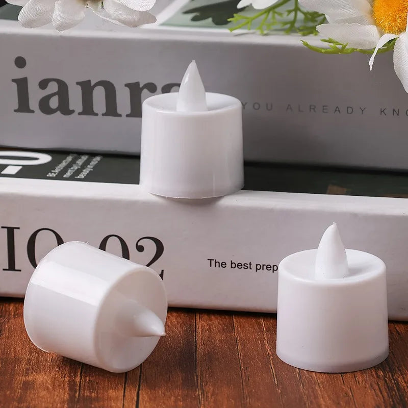 Flameless LED Tealight Candles – 1/48pcs Heart-Shaped Battery Candles for Christmas, Wedding & Party Decor