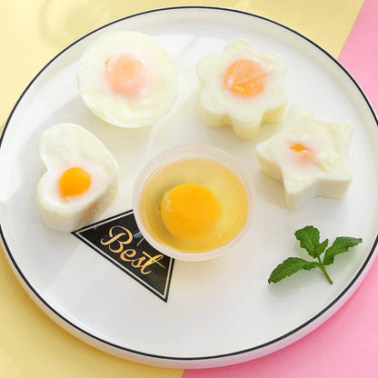 Juego de 4 moldes para cocinar al vapor y freír huevos: moldes para desayuno con tapa y pincel.