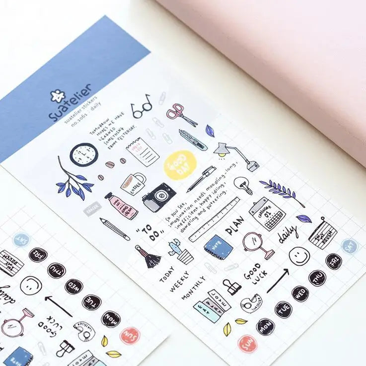 Ensemble d'autocollants Suatelier™ Kawaii Days – Essentiels de la déco coréenne