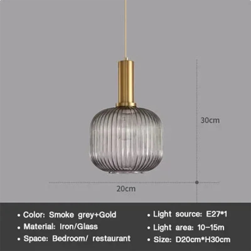 Nordic Glass Pendant Light – Single Head Cognac/White/Green Lamp for Dining Room, Bedroom & Café Decor