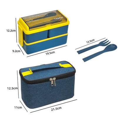 SnackMate™ DuoBox – Leakproof Lunch Set with Utensils & Bag