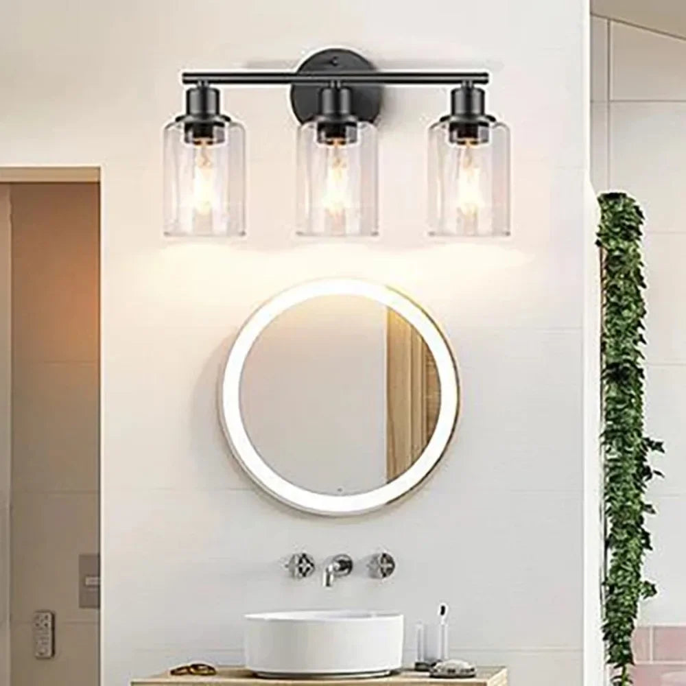 Modern Clear Glass Wall Lamp with LED Support for Bathroom