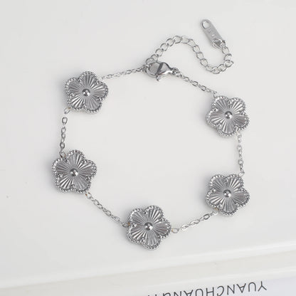 LuxeClover™ – Pulsera de acero inoxidable de cinco hojas para mujer 
