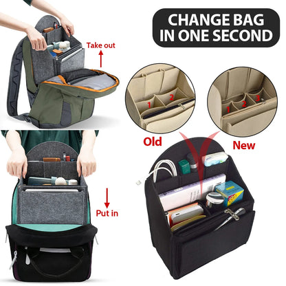 BagNest™ – Insert de rangement en feutre pour sacs à dos et sacs à main