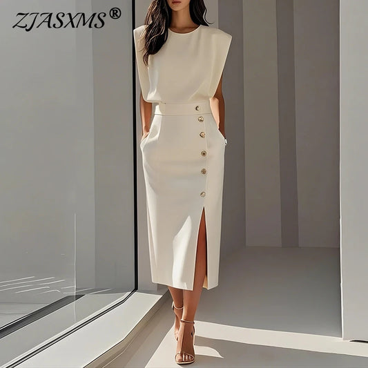 Eleganza™ – Vestido de verano sin mangas con abertura