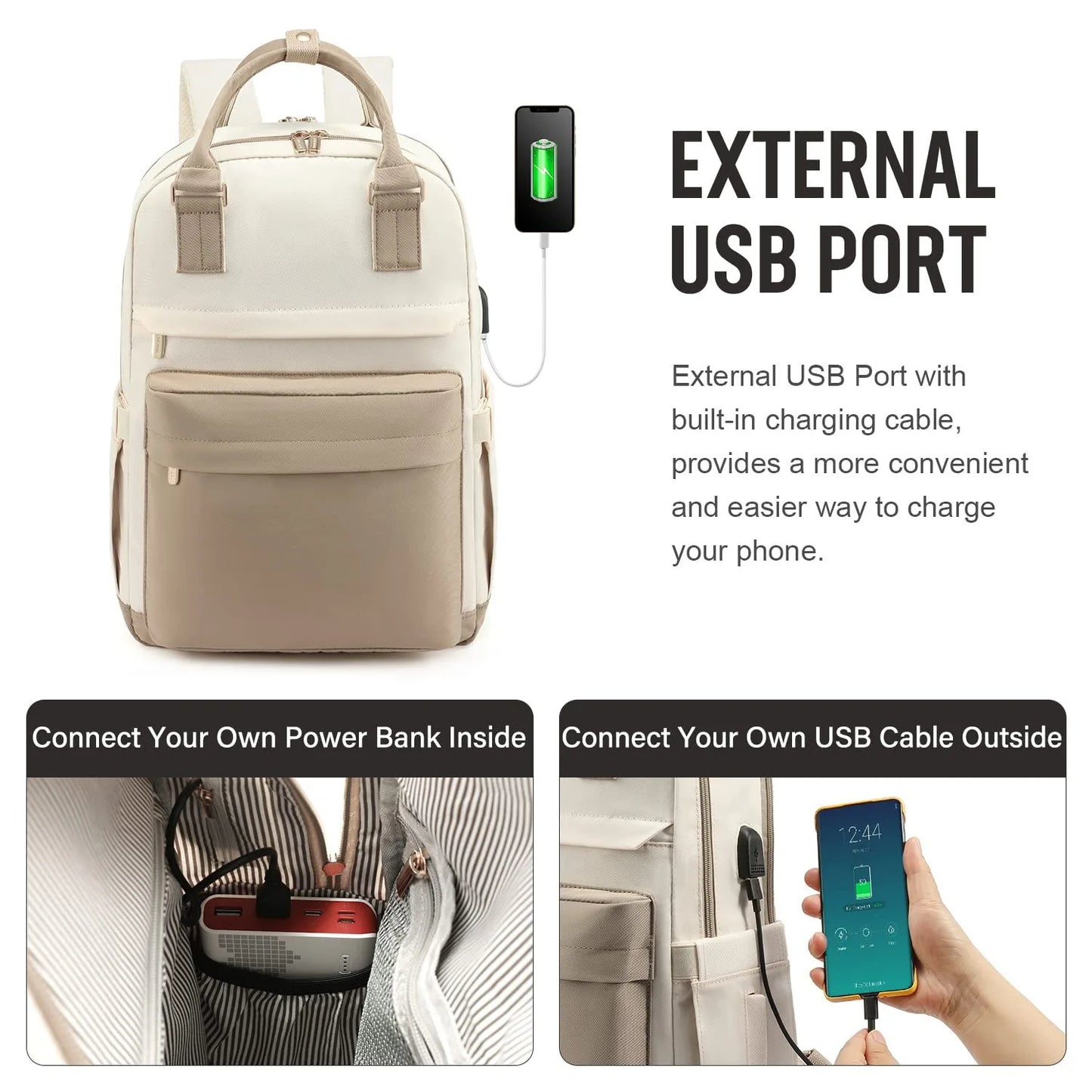 Sac à dos urbain en nylon StylePort™ – Imperméable, USB et tendance