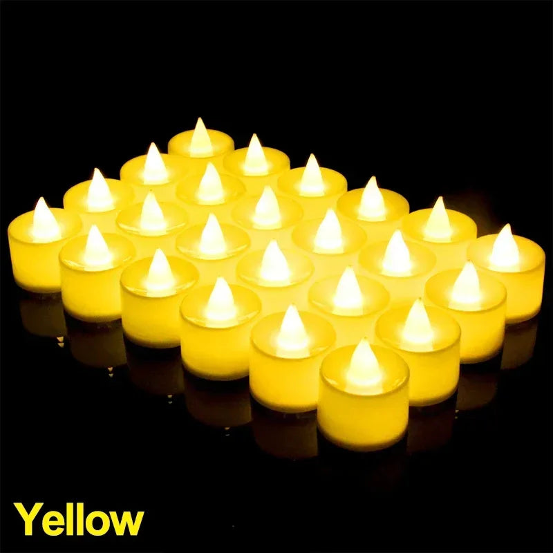 Flameless LED Tealight Candles – 1/48pcs Heart-Shaped Battery Candles for Christmas, Wedding & Party Decor