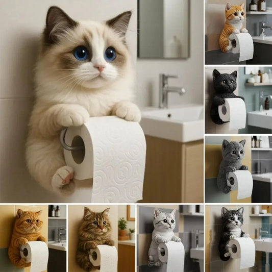 PawRoll™ – Porte-papier toilette en forme de chat amusant