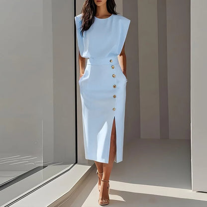 Eleganza™ – Summer Sleeveless Split Dress