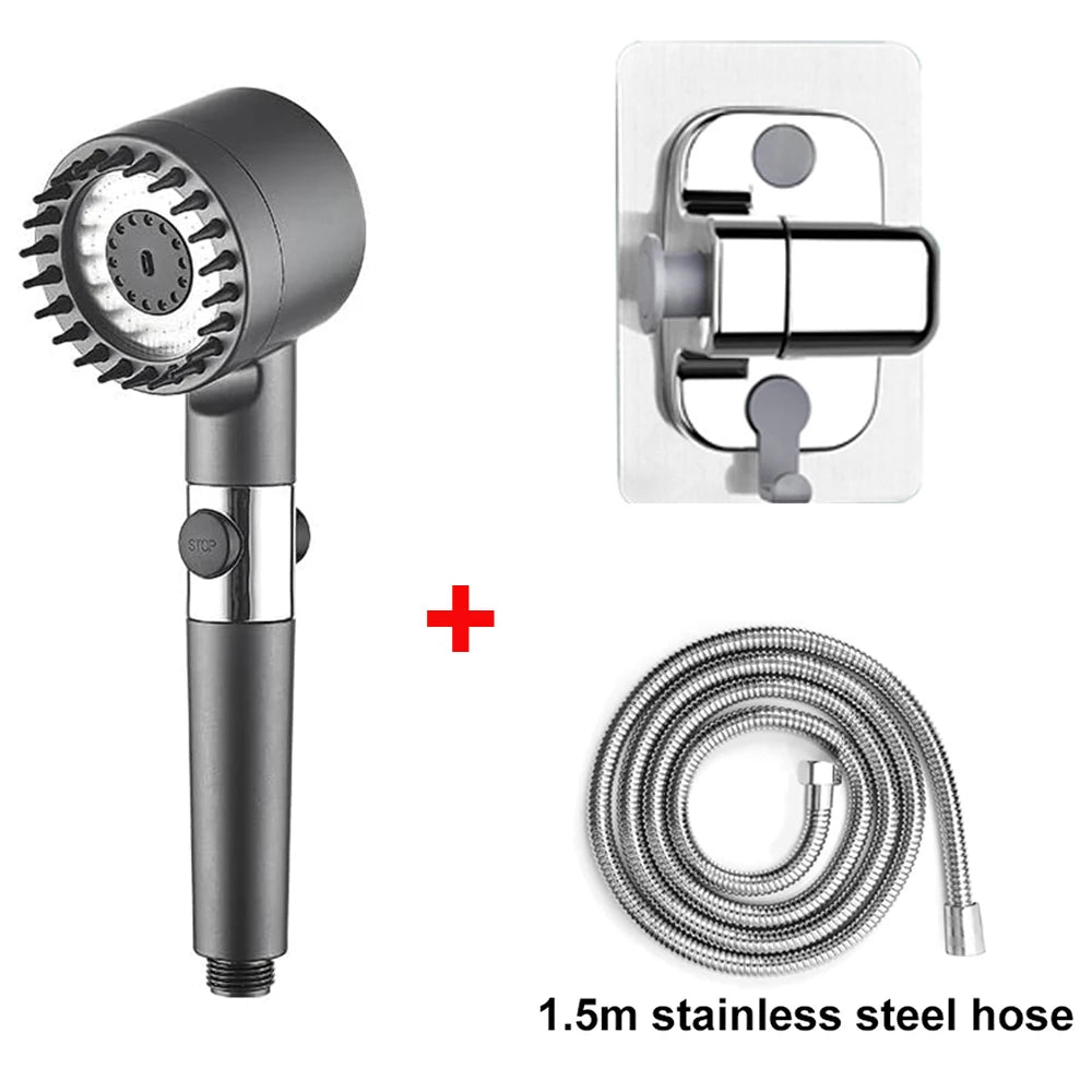 AquaFlow™ 4-Mode High-Pressure Shower – With Brush & Purifying Filters