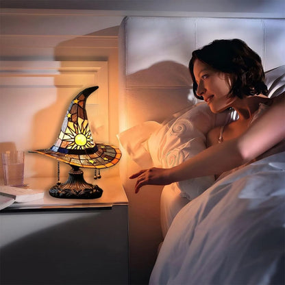 🧙‍♀️ Gothic Witch Hat Lamp – Handmade Resin Stained Glass Night Light with Spooky Mystical Charm, Perfect Halloween Gift