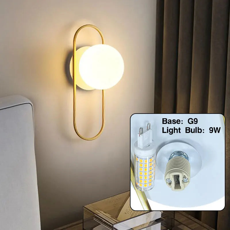 Modern Black & Gold LED Wall Lamp – G9 Bulb Sconce for Bedroom & Home Décor