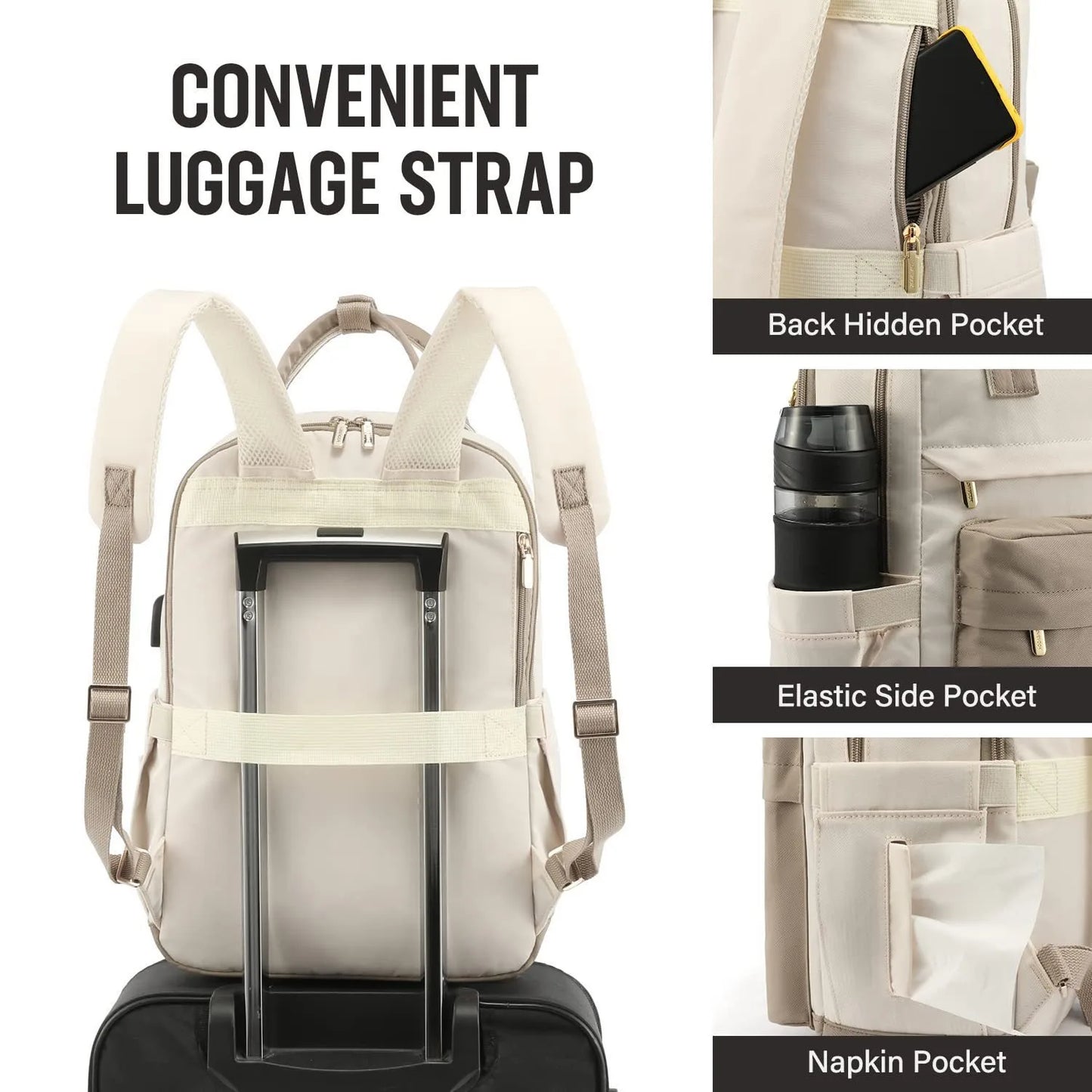 Sac à dos urbain en nylon StylePort™ – Imperméable, USB et tendance