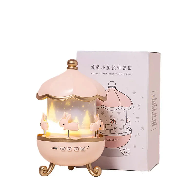Starry Sky Carousel Night Light – Bluetooth Audio & Remote Control Projection Lamp