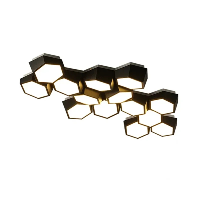 Nordic Honeycomb LED Ceiling Lamp – Modern Geometric Designer Alloy Light for Bedroom & Living Room Decor