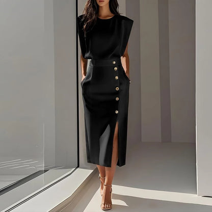 Eleganza™ – Summer Sleeveless Split Dress