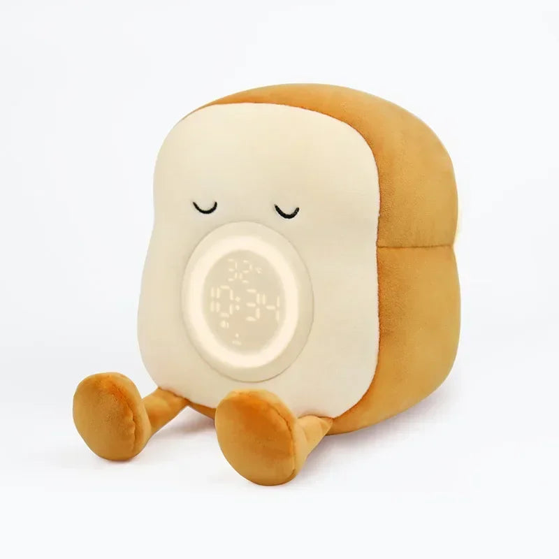Reloj despertador digital con adorable peluche tostado: pantalla LED y luz nocturna para una decoración acogedora.