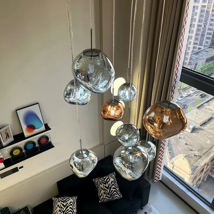 Italian Designer Glass Bubble Pendant Light – Modern Chandelier for Dining, Kitchen & Kids’ Room Decor