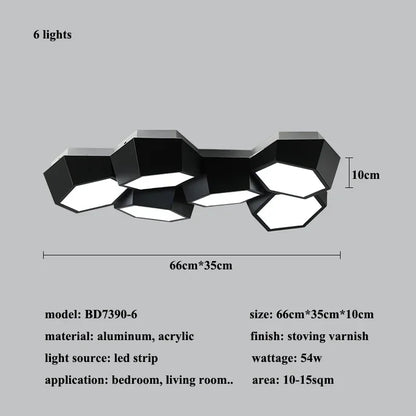Nordic Honeycomb LED Ceiling Lamp – Modern Geometric Designer Alloy Light for Bedroom & Living Room Decor