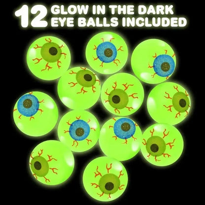 Glow-in-the-Dark Eyeball Bouncy Balls – Halloween Horror Party Decoration Props