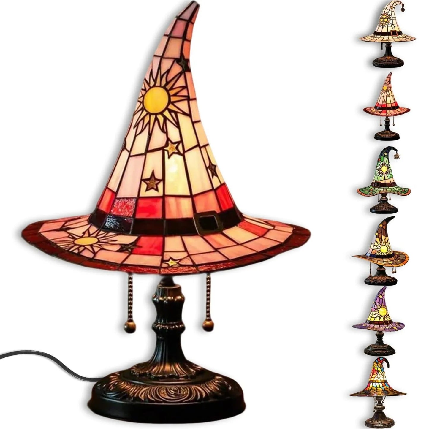 🧙‍♀️ Gothic Witch Hat Lamp – Handmade Resin Stained Glass Night Light with Spooky Mystical Charm, Perfect Halloween Gift