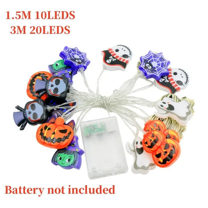 🎃 2025 Halloween LED String Lights – Ghost, Pumpkin, Cat & Spider Web Party Decor for Indoor & Outdoor Spooky Nights
