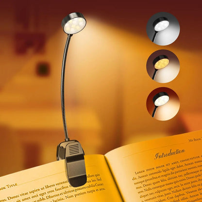 31 LEDs USB Rechargeable Book Light – Flexible Clip-On Reading Lamp with 3 Color Modes