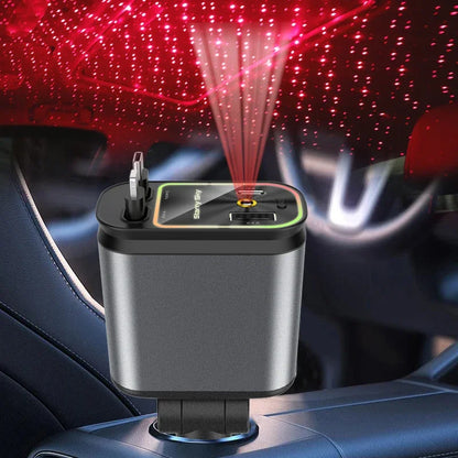 4-in-1 Car Charger – Fast Charge with Starlight Roof Effect