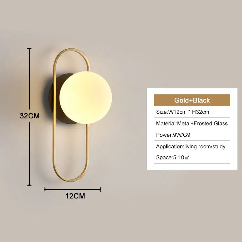 Modern Black & Gold LED Wall Lamp – G9 Bulb Sconce for Bedroom & Home Décor