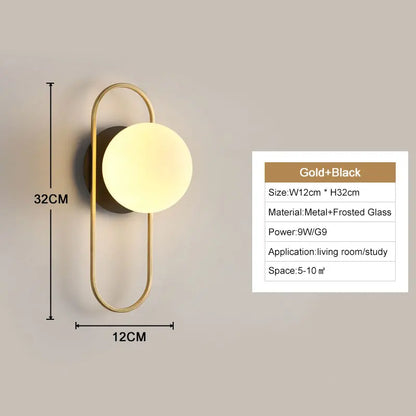 Modern Black & Gold LED Wall Lamp – G9 Bulb Sconce for Bedroom & Home Décor