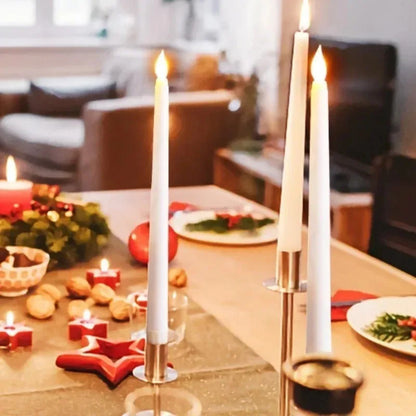 Long Flameless LED Christmas Candles – Battery Powered Flickering Church Lights for Holiday & Party Decor