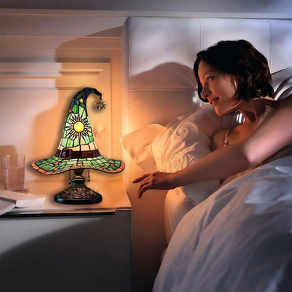 🧙‍♀️ Gothic Witch Hat Lamp – Handmade Resin Stained Glass Night Light with Spooky Mystical Charm, Perfect Halloween Gift