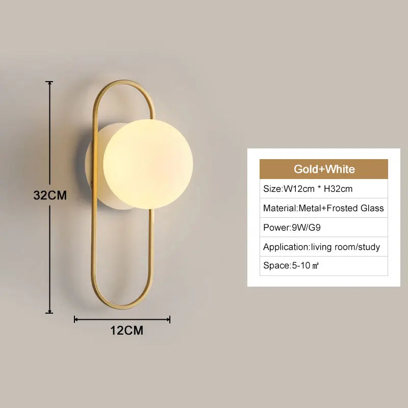 Modern Black & Gold LED Wall Lamp – G9 Bulb Sconce for Bedroom & Home Décor