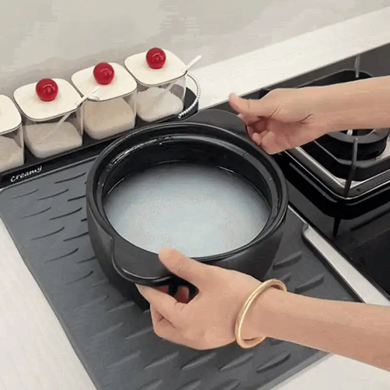 FlexiMat™ – Tapete de cocina plegable de silicona resistente al calor y al drenaje 