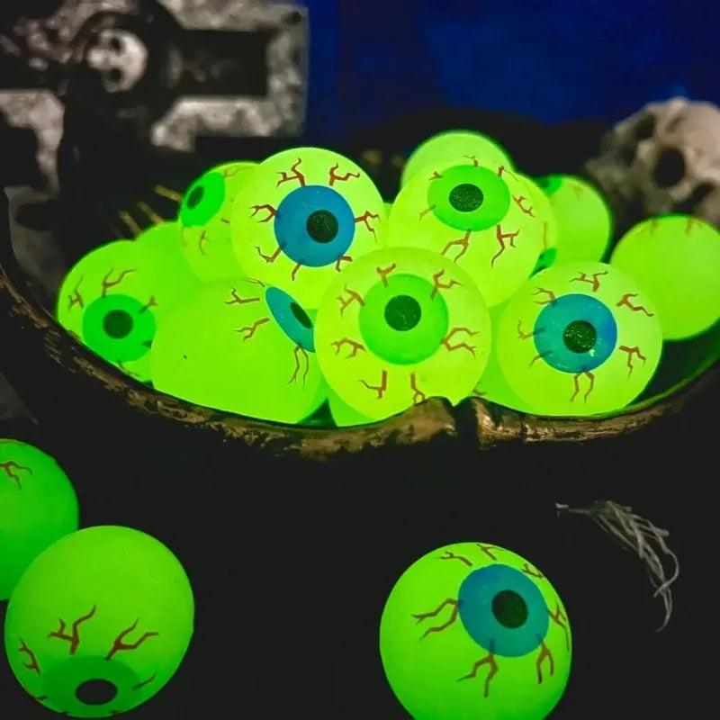 Glow-in-the-Dark Eyeball Bouncy Balls – Halloween Horror Party Decoration Props