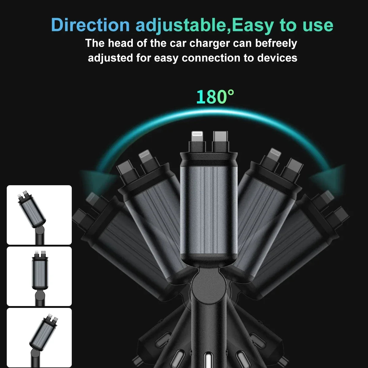 4-in-1 Car Charger – Fast Charge with Starlight Roof Effect