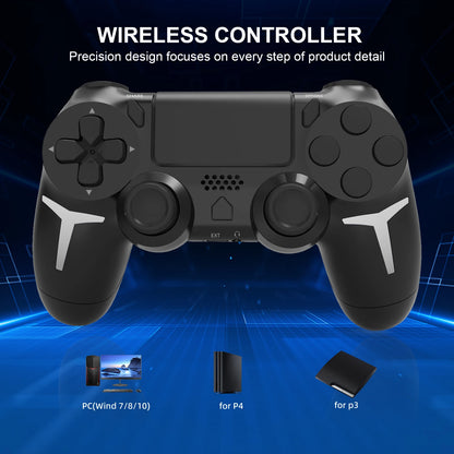 Gamepad inalámbrico Gaminja™: control Bluetooth con panel táctil, doble vibración y giroscopio de 6 ejes (PS4/PS3/PC) 