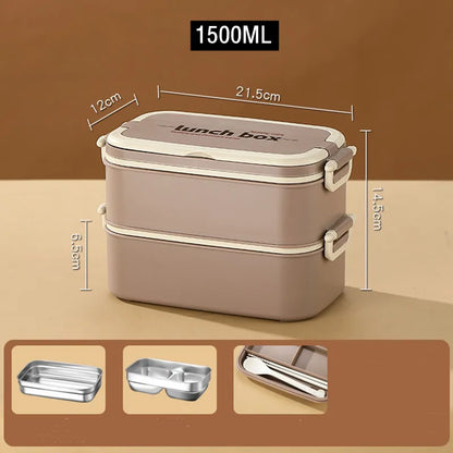 ThermoVault™ 1500 – Boîte à lunch bento isotherme en acier inoxydable 