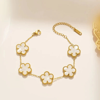 LuxeClover™ – Pulsera de acero inoxidable de cinco hojas para mujer 