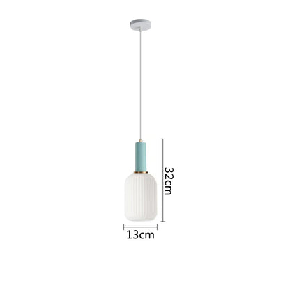 Nordic Glass Pendant Light – Single Head Cognac/White/Green Lamp for Dining Room, Bedroom & Café Decor