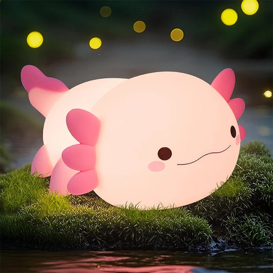 Cute Axolotl Silicone Night Light – Touch-Controlled USB Rechargeable Lamp