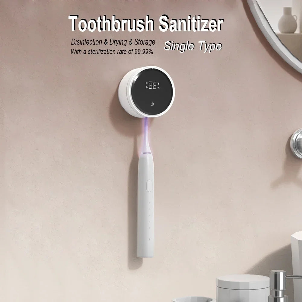 USB Charging Toothbrush Sterilizer UV Light Sanitizer Case Wall-Mounted Holder Smart Sensor Switch Oral Hygiene Travel Home Use