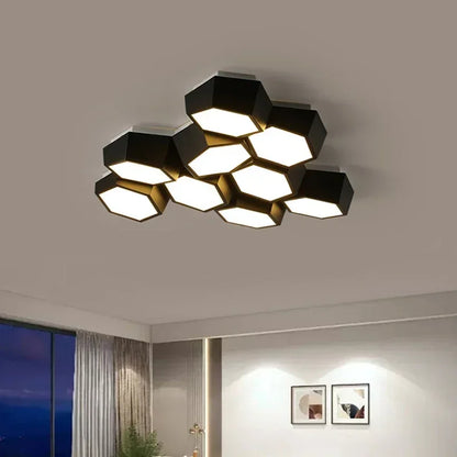 Nordic Honeycomb LED Ceiling Lamp – Modern Geometric Designer Alloy Light for Bedroom & Living Room Decor
