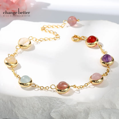 Pulsera de cristal LuckyGlow™: dije unisex de acero inoxidable 