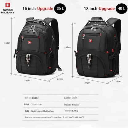 AlpTek™ ProPack – Sac à dos suisse pour ordinateur portable 17 pouces et voyage 