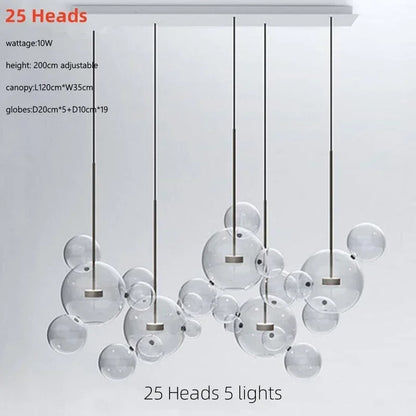 Italian Designer Glass Bubble Pendant Light – Modern Chandelier for Dining, Kitchen & Kids’ Room Decor