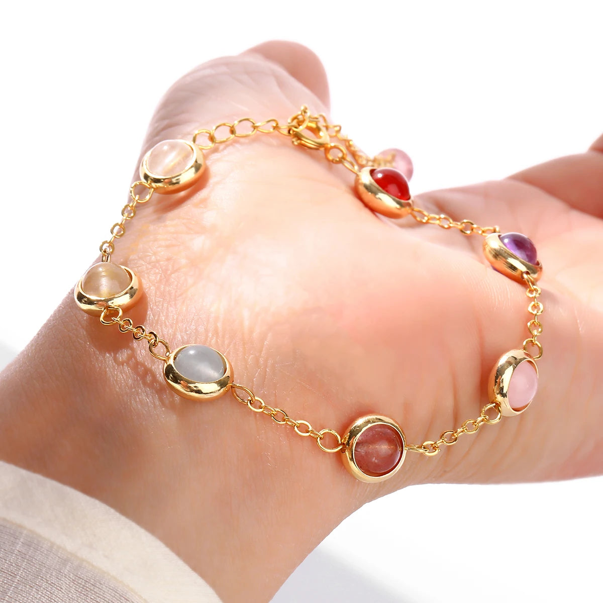 Pulsera de cristal LuckyGlow™: dije unisex de acero inoxidable 